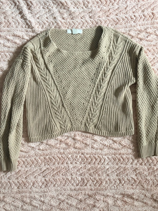 Forever 21 Sweaters - Forever 21 Cropped Cable & Textured Knit Crewneck Sweater - Beige